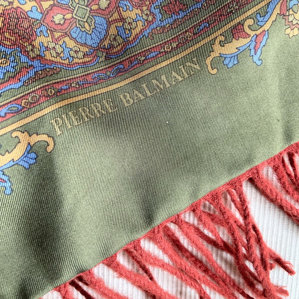 PIERRE BALMAIN Vintage Scarf in Maroon/Multicolor Paisley, VGUC - Picture 8 of 16